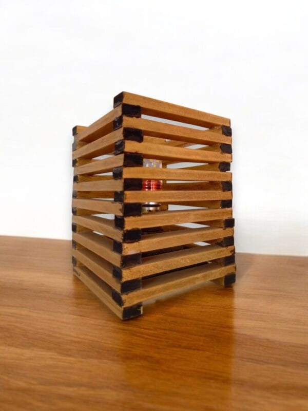 Cube Stacked Wood LED Lamp