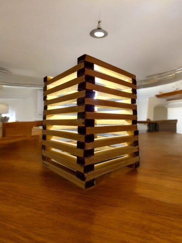 Cube Stacked Wood LED Lamp