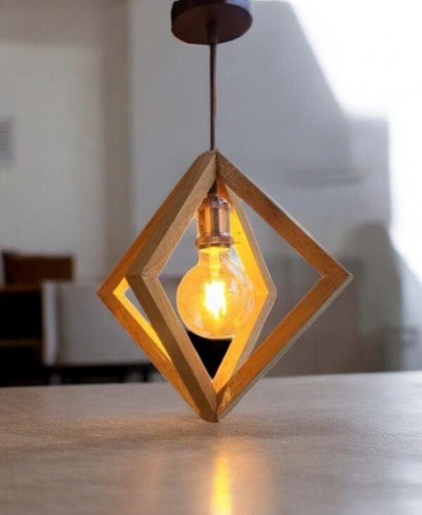 diamond wooden LED hanging ceiling light
