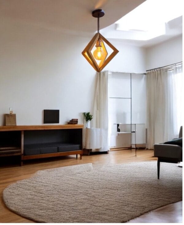 diamond wooden LED hanging ceiling light